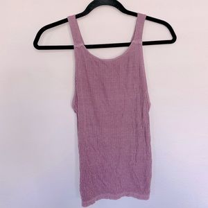 Mauve ribbed lace up back tank